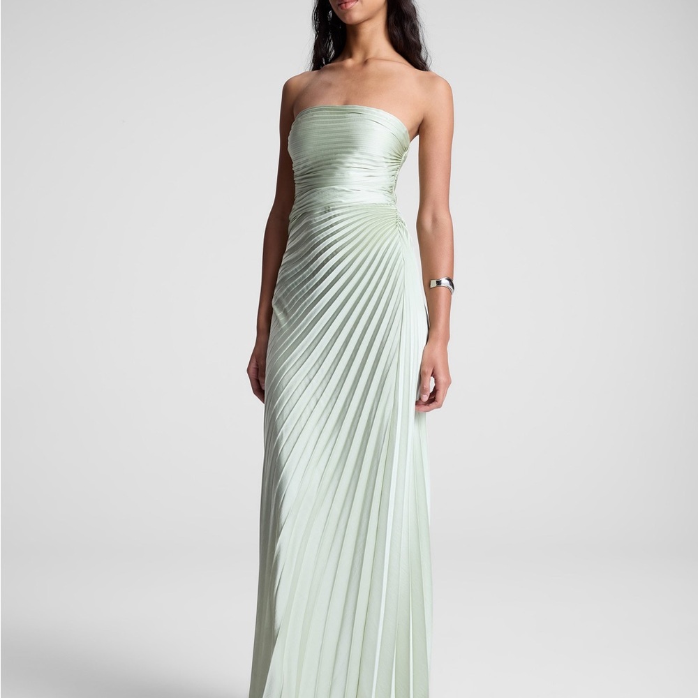 A.L.C. | Bianca Strapless Pleated Dress in Light Green